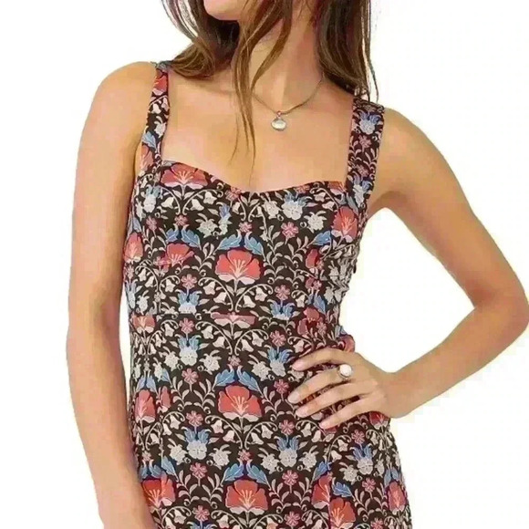 FREE PEOPLE Sasha Mini Dress ORANGE YELLOW PINK FLORAL Short SIZE S - Picture 8 of 8